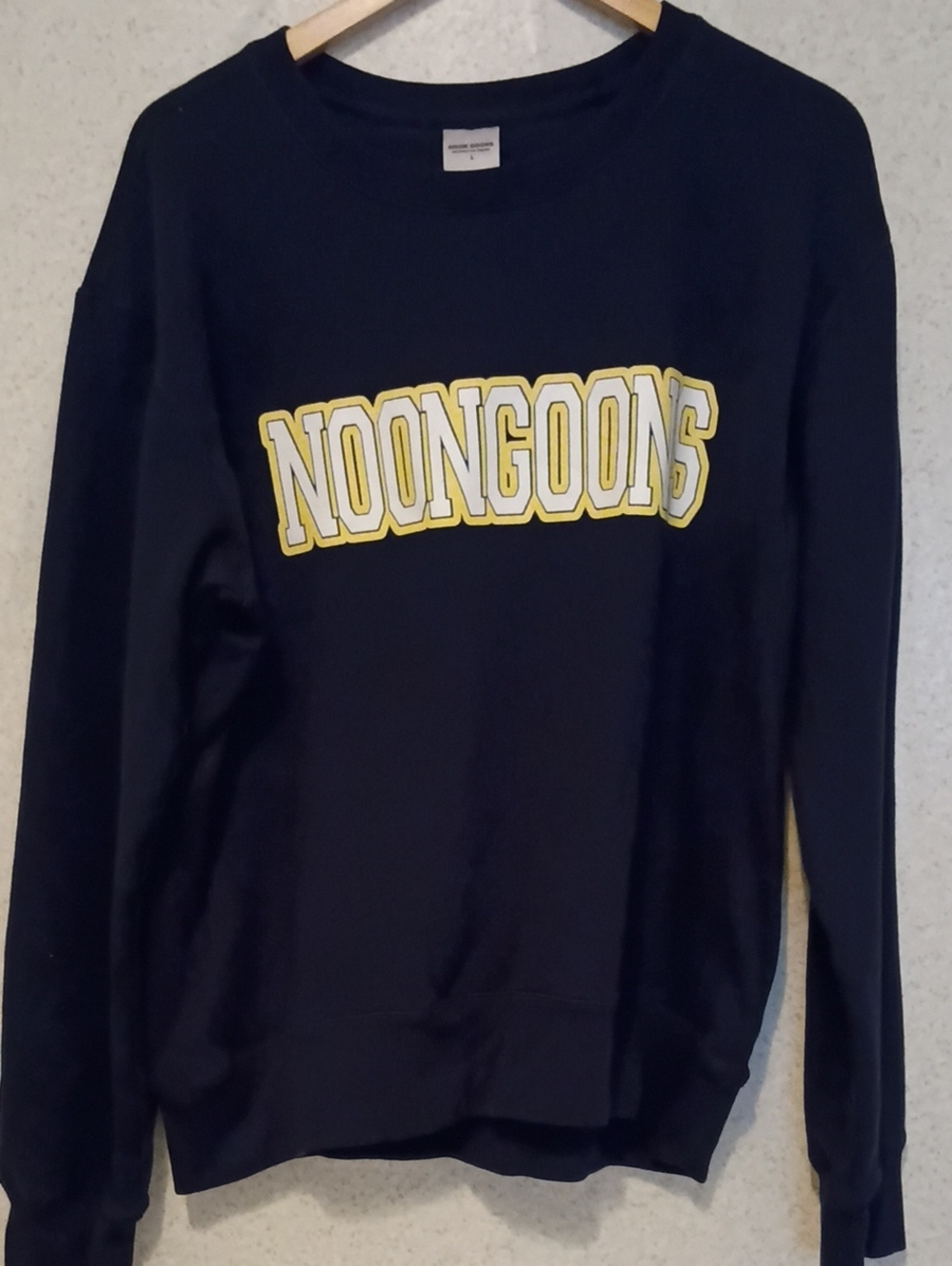 Navy Crewneck Sweatshirt with Yellow Logo